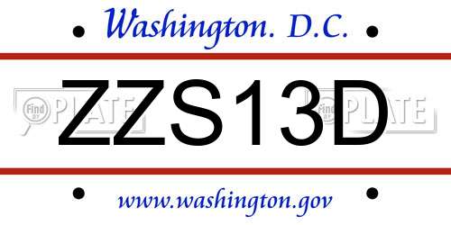 ZZS13D District Of Columbia License Plate