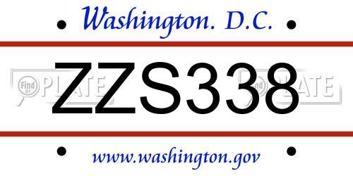 ZZS338 District Of Columbia License Plate
