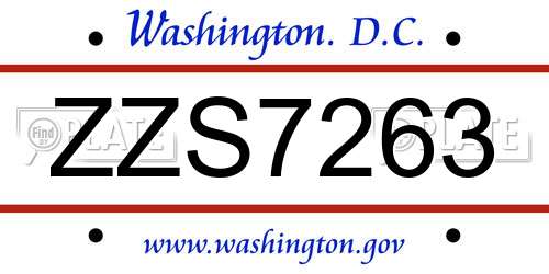 ZZS7263 District Of Columbia License Plate