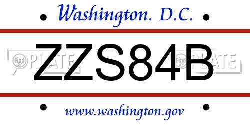 ZZS84B District Of Columbia License Plate