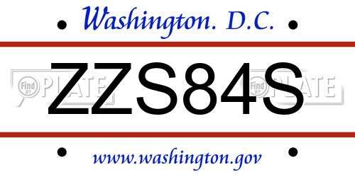 ZZS84S District Of Columbia License Plate