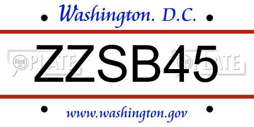 ZZSB45 District Of Columbia License Plate