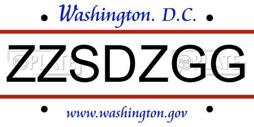 ZZSDZGG District Of Columbia License Plate