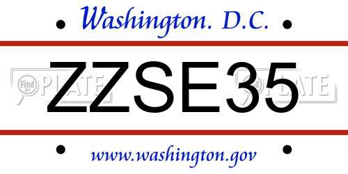 ZZSE35 District Of Columbia License Plate