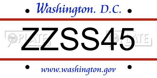 ZZSS45 District Of Columbia License Plate