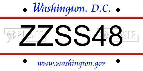 ZZSS48 District Of Columbia License Plate
