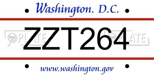 ZZT264 District Of Columbia License Plate