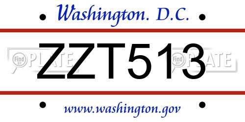 ZZT513 District Of Columbia License Plate