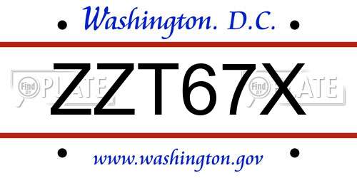 ZZT67X District Of Columbia License Plate