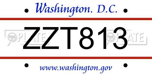 ZZT813 District Of Columbia License Plate