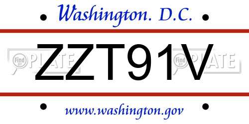 ZZT91V District Of Columbia License Plate