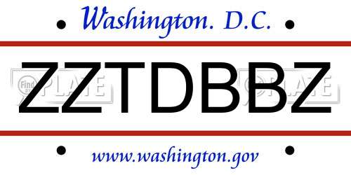 ZZTDBBZ District Of Columbia License Plate