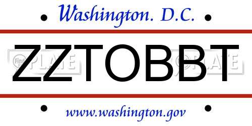 ZZTOBBT District Of Columbia License Plate