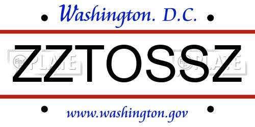 ZZTOSSZ District Of Columbia License Plate