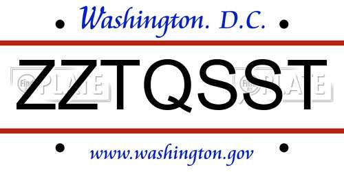 ZZTQSST District Of Columbia License Plate