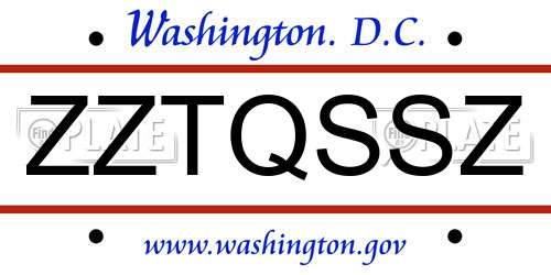 ZZTQSSZ District Of Columbia License Plate