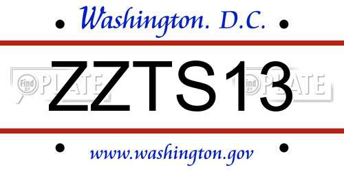 ZZTS13 District Of Columbia License Plate