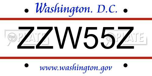 ZZW55Z District Of Columbia License Plate