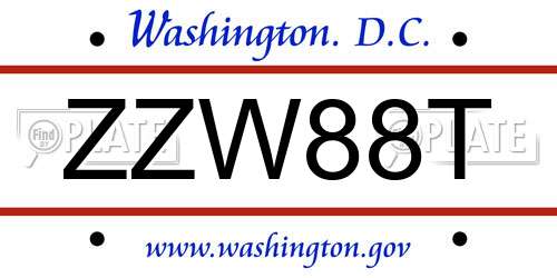 ZZW88T District Of Columbia License Plate