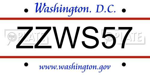 ZZWS57 District Of Columbia License Plate