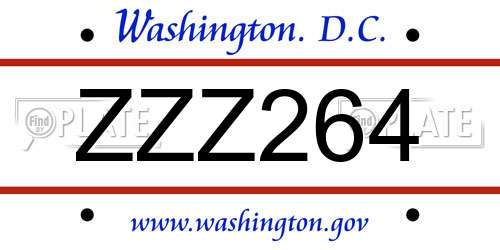 ZZZ264 District Of Columbia License Plate