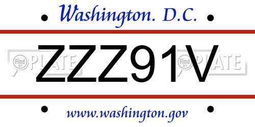 ZZZ91V District Of Columbia License Plate