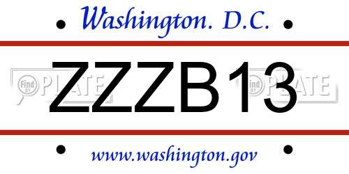 ZZZB13 District Of Columbia License Plate