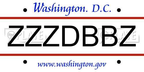 ZZZDBBZ District Of Columbia License Plate