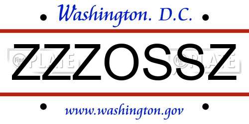 ZZZOSSZ District Of Columbia License Plate
