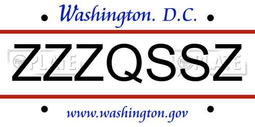 ZZZQSSZ District Of Columbia License Plate