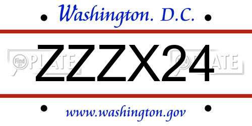 ZZZX24 District Of Columbia License Plate