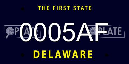 0005AF Delaware License Plate