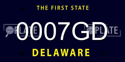 0007GD Delaware License Plate