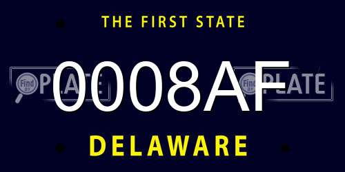 0008AF Delaware License Plate