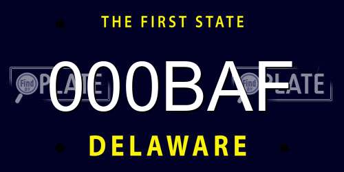 000BAF Delaware License Plate