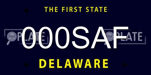 000SAF Delaware License Plate