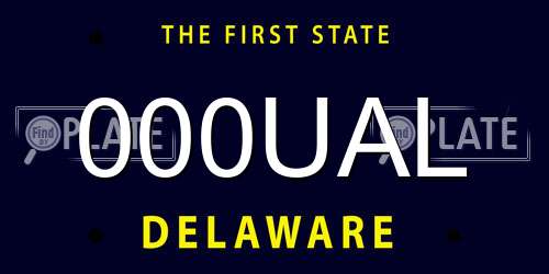 000UAL Delaware License Plate
