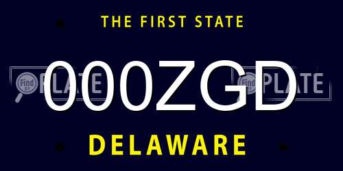 000ZGD Delaware License Plate