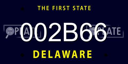002B66 Delaware License Plate