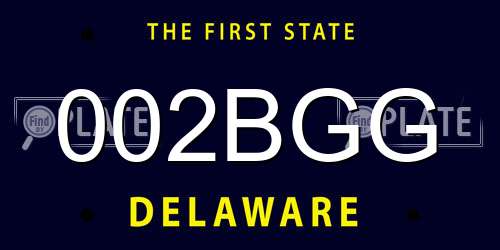 002BGG Delaware License Plate