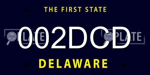 002DCD Delaware License Plate