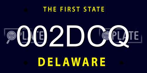 002DCQ Delaware License Plate