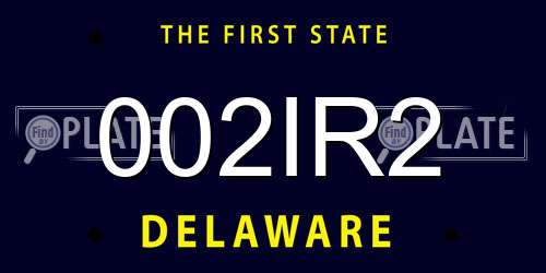 002IR2 Delaware License Plate