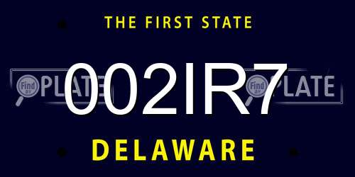 002IR7 Delaware License Plate
