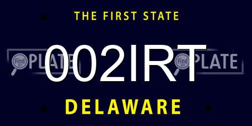 002IRT Delaware License Plate