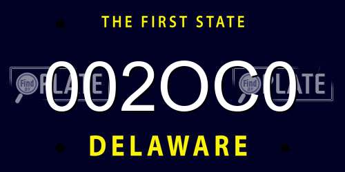 002OC0 Delaware License Plate