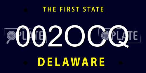 002OCQ Delaware License Plate