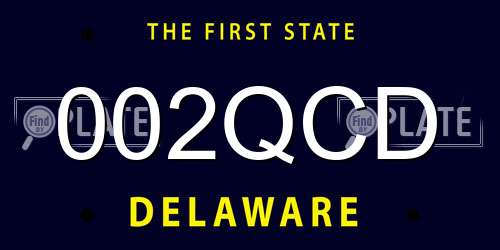 002QCD Delaware License Plate