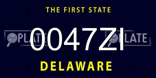 0047ZI Delaware License Plate