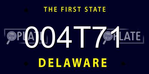 004T71 Delaware License Plate